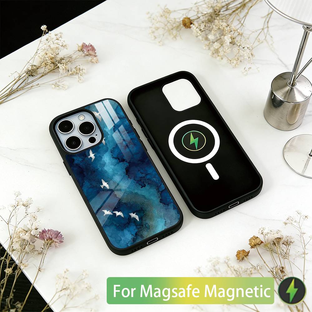 Sea Phone Case For iPhone17,16,15,14,13,12,11 Plus,Pro Magnetic with Magsafe Wireless Charging