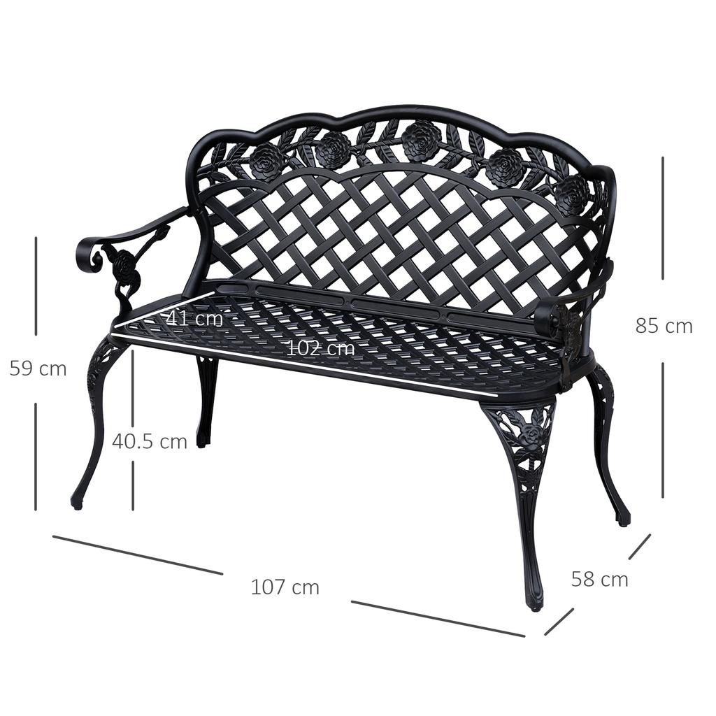 Garden Bench Cast Aluminium 107Lx58Wx85H Cm Black