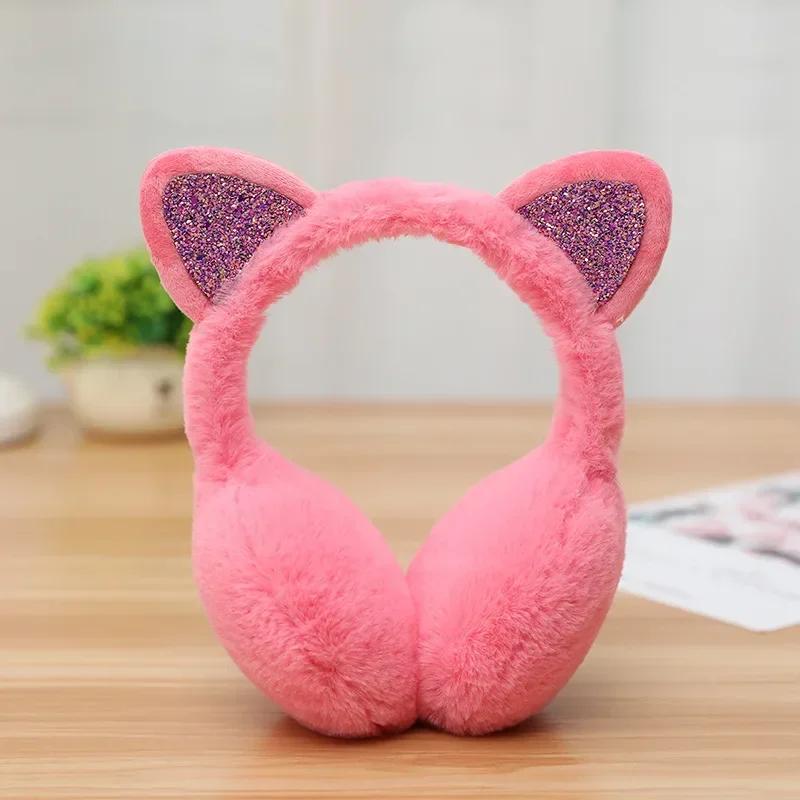 Winter Warm Plush Earmuffs for Women Girls Children Riding Ski Ear Protection Cartoon Cute Cat's Ears Fur Soft Cashmere Earflaps