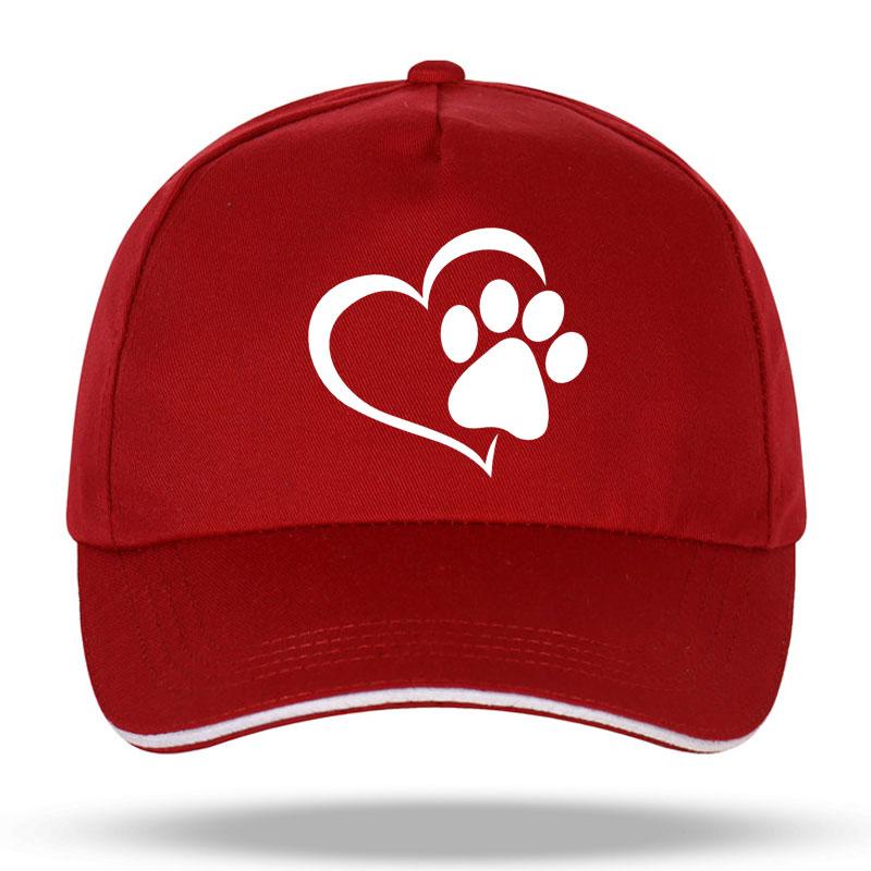 New Unisex Women Fashion Cute Dog Paw with Peach Heart Baseball Caps for Hip Hop Cotton Trucker Cap Bone Dad Hats