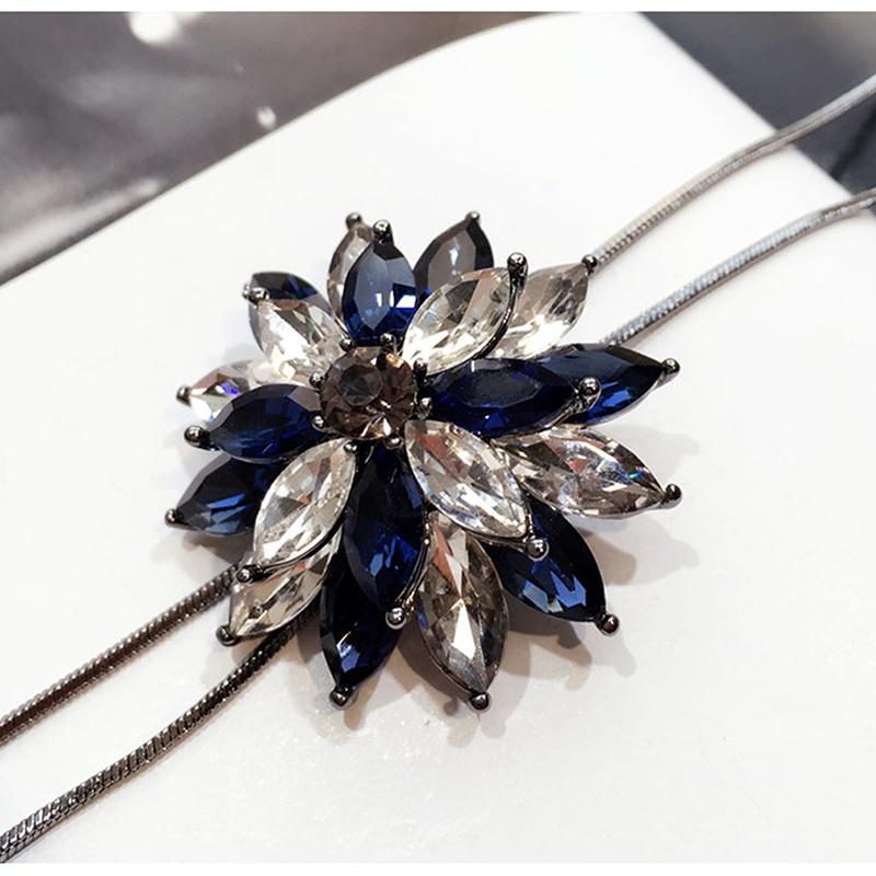 Очарование Кристалл Горный Хрусталь Снежинка Кулон Ожерелье Женщины Ювелирные Изделия Подарки Свитер Цепи
