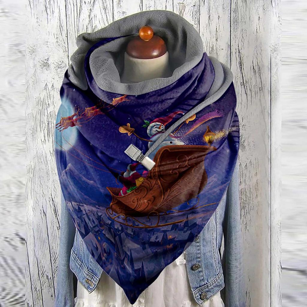 Women Christmas Printed Vintage Printing Scarf Fashion Multi-Purpose Shawl Scarf