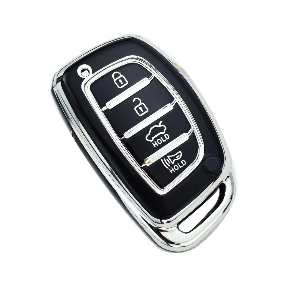 Чехол-брелок из ТПУ для автомобильного ключа Hyundai Ix35 Ix45 I10 I30 I40 Tucson Santa Fe Rena Sonata Elantra Creta с противопотерей (4 кнопки)
