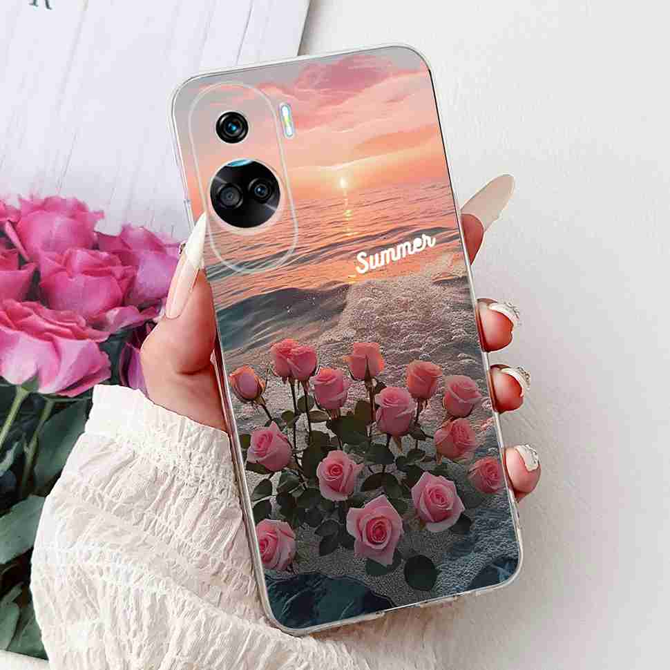 For Huawei Honor 90 Lite Case New Painted Flowers Soft Silicone TPU Cover For Honor 90 Lite CRT-NX1 6.7" Shockproof Phone Cases