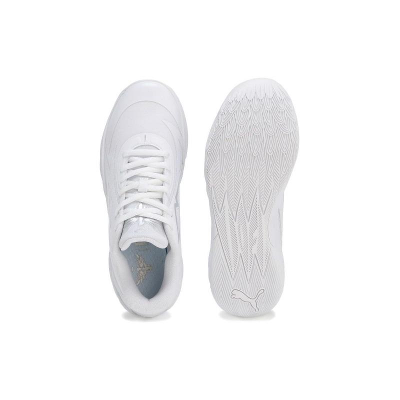 PUMA MB.02 Men Round Toe Lace Up Cushioned Low Top Basketball Shoes White 379419-01