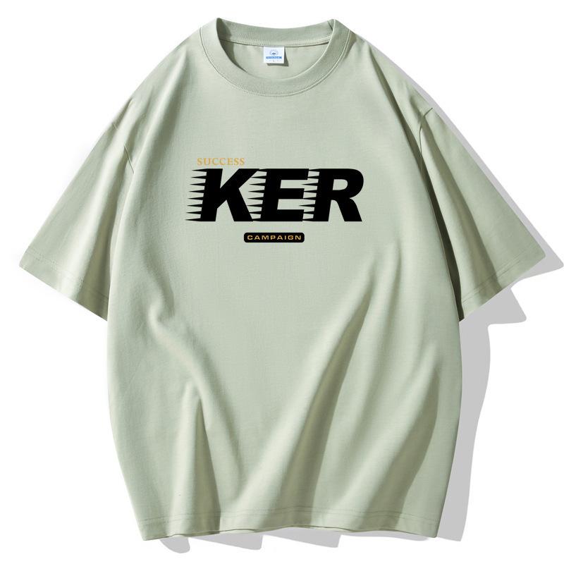 S-5XL KER Мужская свободная футболка с короткими рукавами 100% хлопок