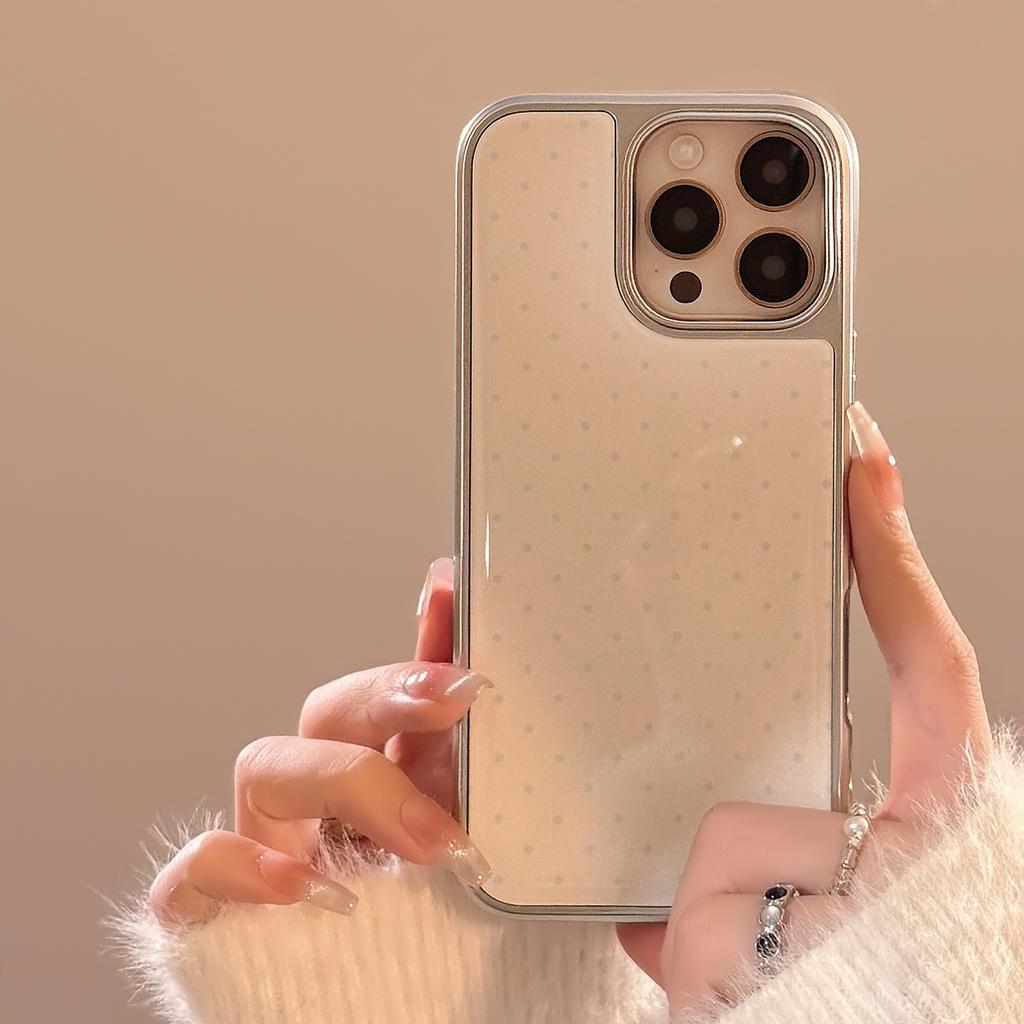 Electroplating Ins Simple Polka Dots for16 for Apple 15pro Max Mobile Phone Case for IPhone14 Epoxy 17 Korean for Huawei