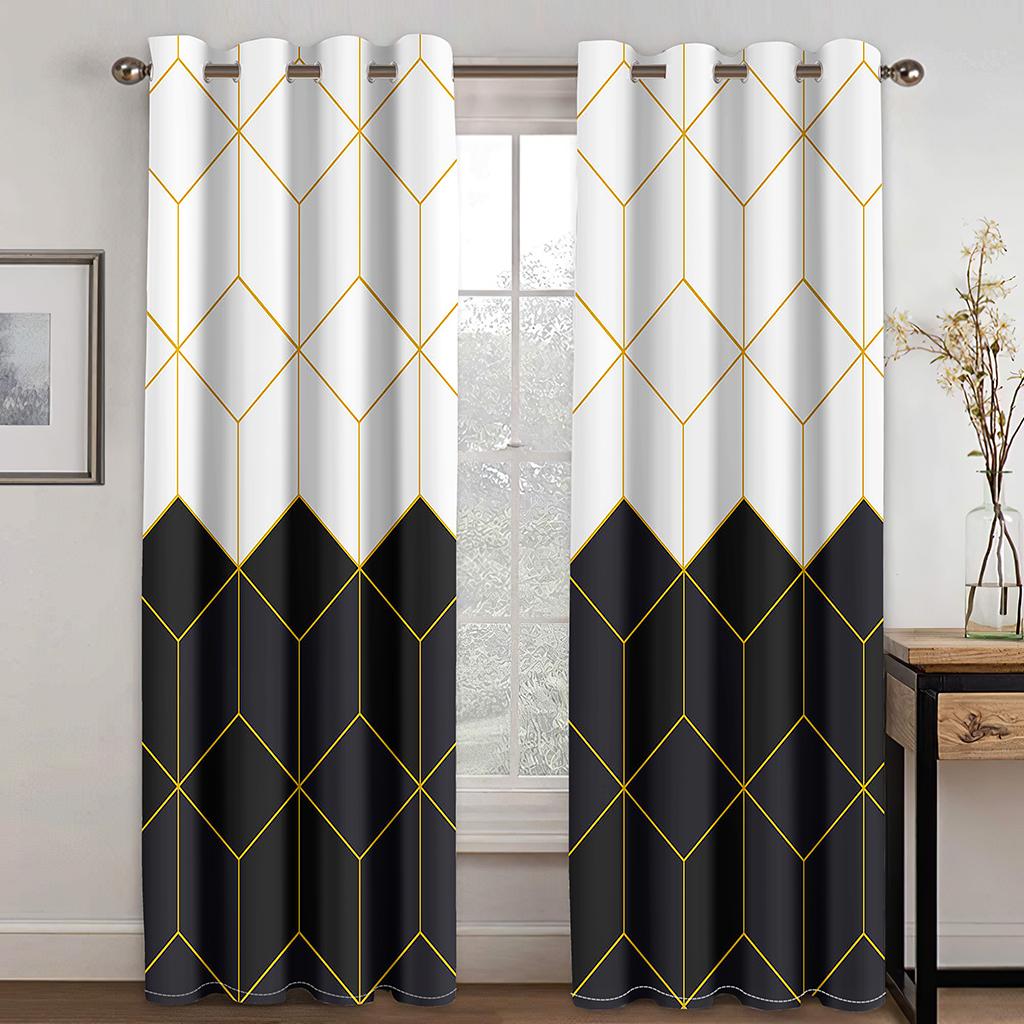 3D Black Gold Dali Texture Curtains European Luxury Home Decor Shading Curtains 2 Panels Living Room Bedroom Window Curtains