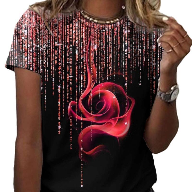 Весна/Лето Новая женская футболка с 3D-принтом ко Дню святого Валентина