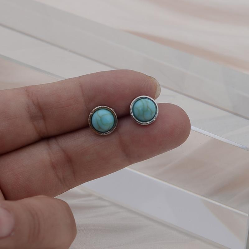 Женские серебряные серьги-гвоздики бирюзового цвета для свадьбы и помолвки, винтажные серьги, ювелирные изделия
