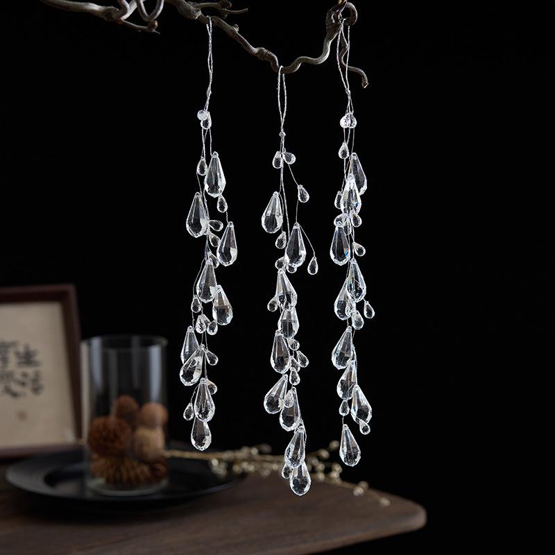 Transparent Christmas Hanging Pendants Acrylic Snow Beads Star Christmas Tree Drop Ornaments Christmas Party Decorations