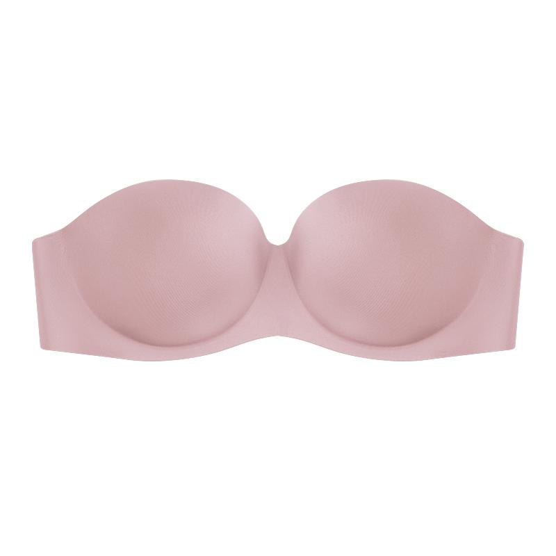 Women's Strapless Invisible Bra Replaceable Sheer Buckle Braletter Push Up Half Cup Tank Top Sexy Underwear