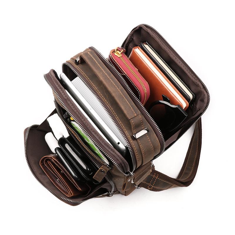 Мужская сумка-мессенджер в стиле ретро из натуральной кожи - Повседневная сумка через плечо большой вместимости