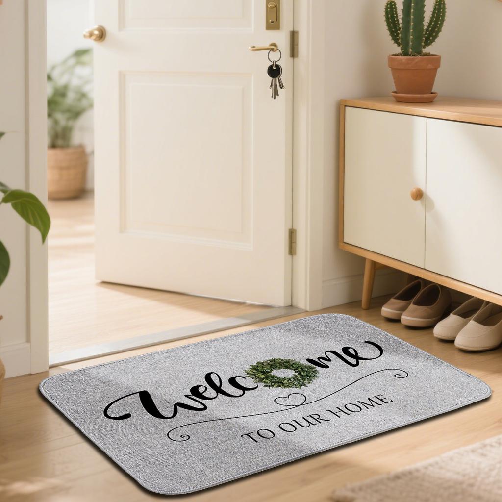 Цветочный льняной коврик для пола с принтом, придверный коврик для входа во двор, противоскользящий коврик для пола в ванной, ковер