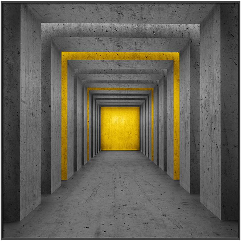 Модный квадратный черно-желтый постер, бесконечная прихожая, холст, картина, принт, настенные художественные фотографии для гостиной, спальни, стильный