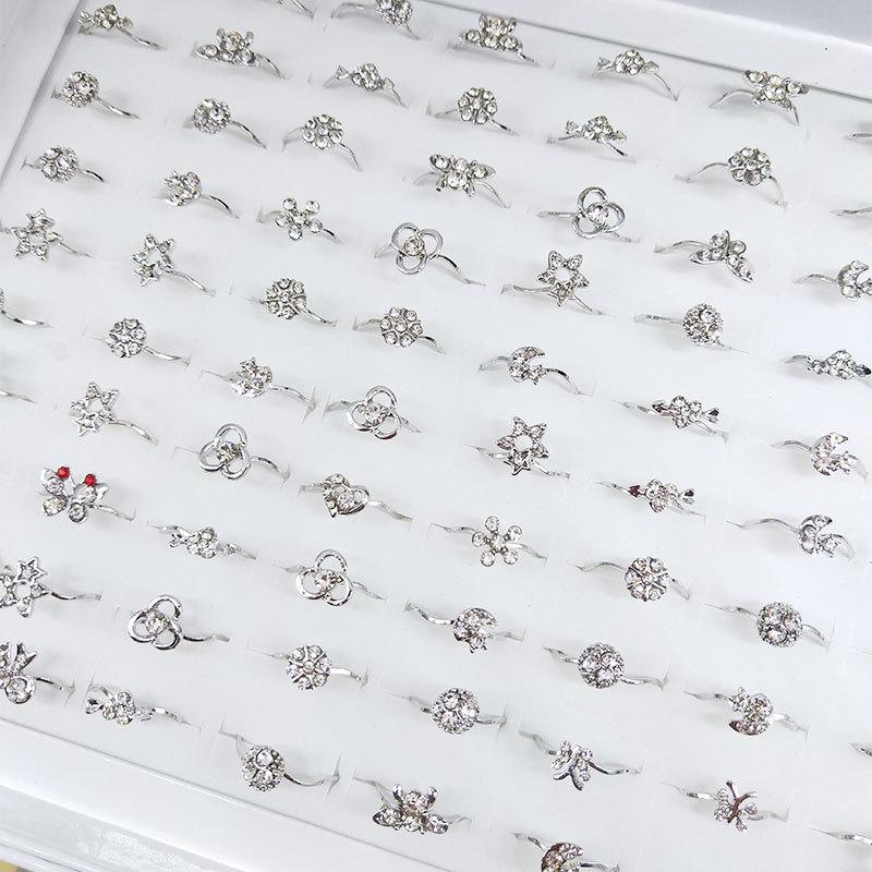 12 шт., простое универсальное кольцо с цветком и бриллиантом для девочек, кольцо с кристаллами