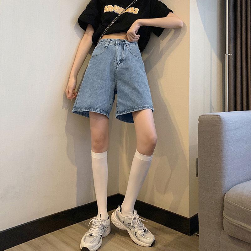 Джинсовые шорты Quarter женские весна-лето с высокой талией, широкие повседневные брюки 5 Minute Straight средней длины