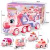 Qizebaby Car Toy Construction Truck Car Toy Toy Car 5 In 1 Popular Toy Carry Vehicles with Lights and Music Educational Toy 2 3 4 5 6 Years Old Girls