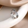 925 Silver Ring for Women Double Band Zircon Inlaid Crystal Sparkling Jewelry Trendy Minimalist Wedding Party Fashion Accessory