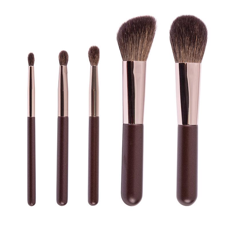Portable Mini Animal Hair Makeup Brush Set - Soft Brushes for Eyeshadow, Powder, and Blush - Perfect for Beginners