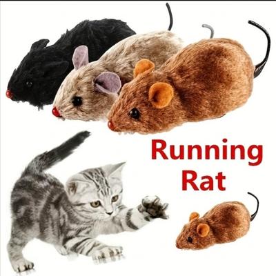 1 шт. Забавная реалистичная плюшевая игрушка-мышь для кошек - Бегущая крыса с хвостом, Интерактивная игрушка для котят, собак, детей - Случайный цвет