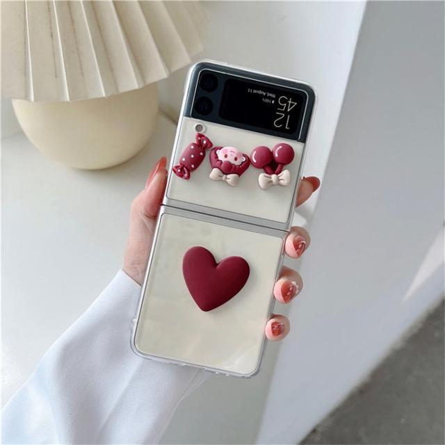Diy Cute Candy Girl Case For Samsung Galaxy Zflip3 5g Korea Fashion Folding Protective Shell Transparent Cover Zflip Zflip 4