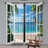 2 шт. Шторы в прибрежном шике с пляжным узором, подходящие для спальни, ванной комнаты, гостиной, столовой, кабинета, офиса А