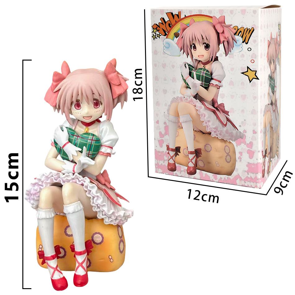 15СМ Аниме Фигурка Puella Magi Madoka Magica Сидячая Поза Мадока Фигурка Действия Волшебная Девочка Модель Декор Статуэтка Куклы Игрушки Подарок
