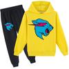 Модный детский свитер Mr Beast Lighting Cat для мальчиков, хлопковые комплекты с капюшоном и брюками