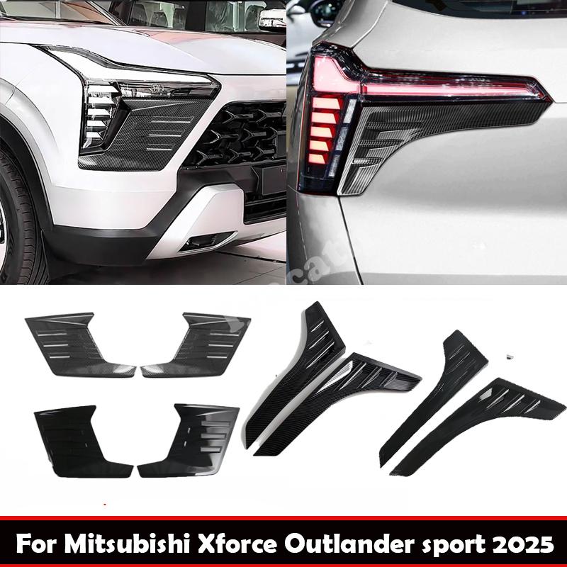 For Mitsubishi Xforce Outlander sport 2025 2026 Exterior ABS black Front Bumper Fender foglamp Rear fog Light Eyebrow Cover