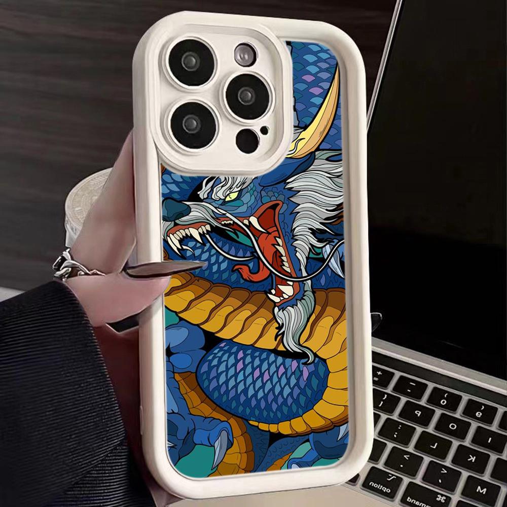 N81 Dragon design art Мягкие чехлы для телефонов с ангельскими глазками для Samsung A54 A34 A13 A14 S23 S24 Ultra S20 FE Xiaomi Redmi Note 13 12C Противоударный чехол