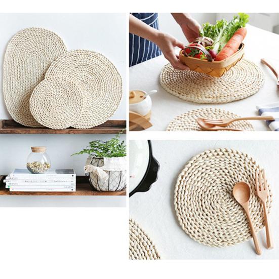Тканый нагревательный коврик из кукурузных отрубей для обеденного стола, изоляционный держатель для горшка, подставки под столовые приборы