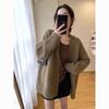 Hong Kong Flavor Lazy Wind Knitted Cardigan Autumn and Winter New Medium and Long Loose Soft Waxy Women's Sweater Jacket Women