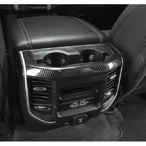 For 2019-2022 Dodge RAM 3500 Carbon Fiber Rear Cup Holder Panel Trim Cover Decor
