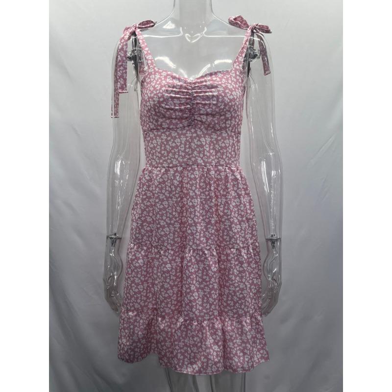 YYFS Женская мода лето весна цветочный узор печати без рукавов с высокой талией повседневные платья