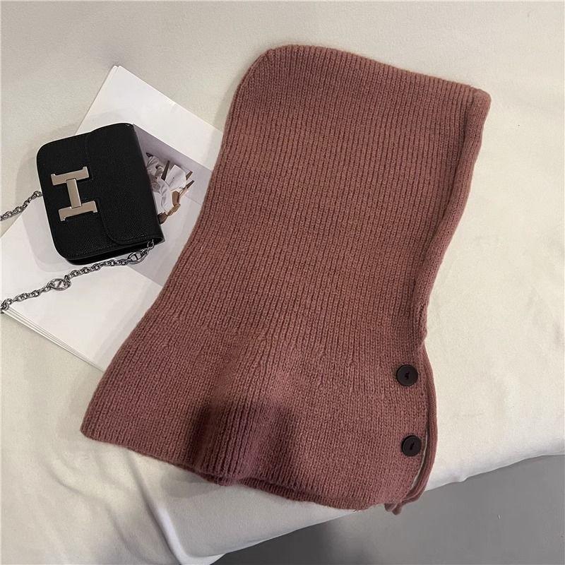 Корейская балаклава для женщин на зиму, теплая шапка-шарф, интегрированная, для пары, с защитой ушей, вязаная шерстяная шапка