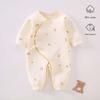 Cozy Air Cotton Baby Romper - Long Sleeve, Side Snap, Boneless Crawling Suit for Newborns - Perfect for Autumn & Winter Outings