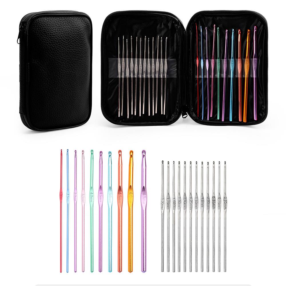 22pcs/Set Crochet Hooks Needles Stitches Knitting Craft Crochet Weaving Tools With Storage Bag Multicolor Mixed Sewing Tools