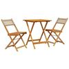 VidaXL Ensemble de bistro 3 pcs beige résine tressée et bois massif, ensemble de bistro de jardin, ensemble de balcon, 3281756
