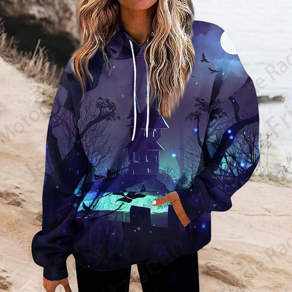 Хэллоуин 3D Печать Толстовка Женская Мода Большие Толстовки Женские Толстовки Пальто Девушка С Капюшоном Толстовка Зимний Спортивный Костюм Уличный Свободный