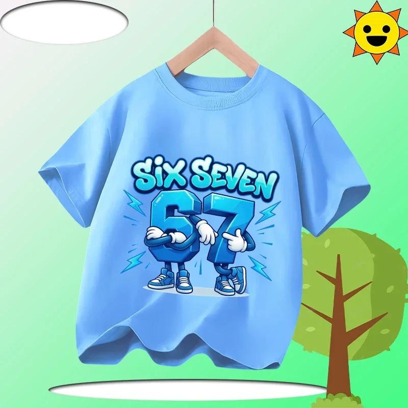 Funny Six Seven Italian Brainrot 67 Graphic Print TShirt BoyGirl Summer Short Sleeved Kids Loose Comfortable Tshirt Tee Top