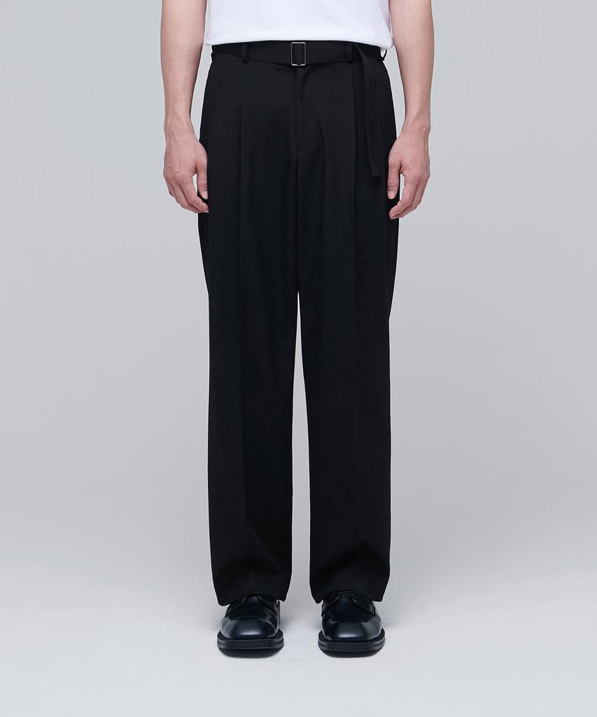 MUSINSA STANDARD Real Wide Belted Slacks [Black]