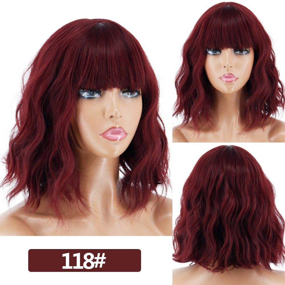 Women Short Platinum Blonde Ombre Wavy Wig with Bangs for Women Cosplay Party Wigs Natural Looking for Daily Use