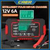 Smart Car Battery Charger AGM Pulse Repair 12V 6A Fast Charging LCD Display Lead-Acid GEL Batteries Deep Cycling for Auto Motor