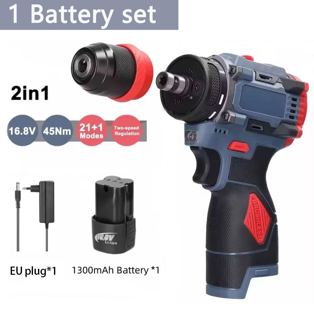 16.8V 2в1 Литиевая Бесщеточная Электрическая Дрель и Шуруповерт Многофункциональный Электроинструмент для Дома Мебели Установки Бытовой Техники Ремонта