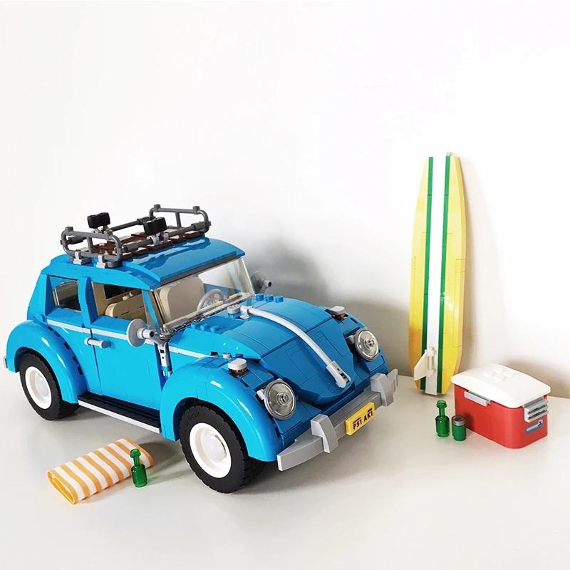 Технические классические строительные блоки для автомобиля Blue Beetle, креативные кирпичи для модели автомобиля Beetle, игрушки для детей, подарки на день рождения