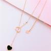 Purple Gold Peach Heart Black Necklace Color Gold Plated Rose Gold High-End Fashion Women'S Necklace
