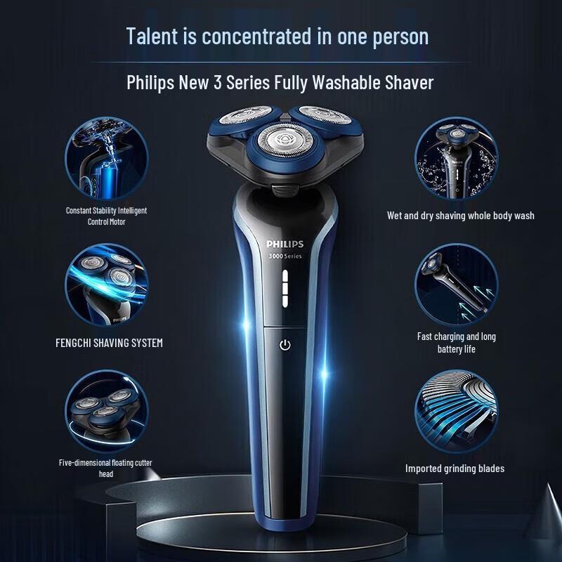 Philips Series 3000 Electric Shaver S3608/10 CN plug (adapter included)