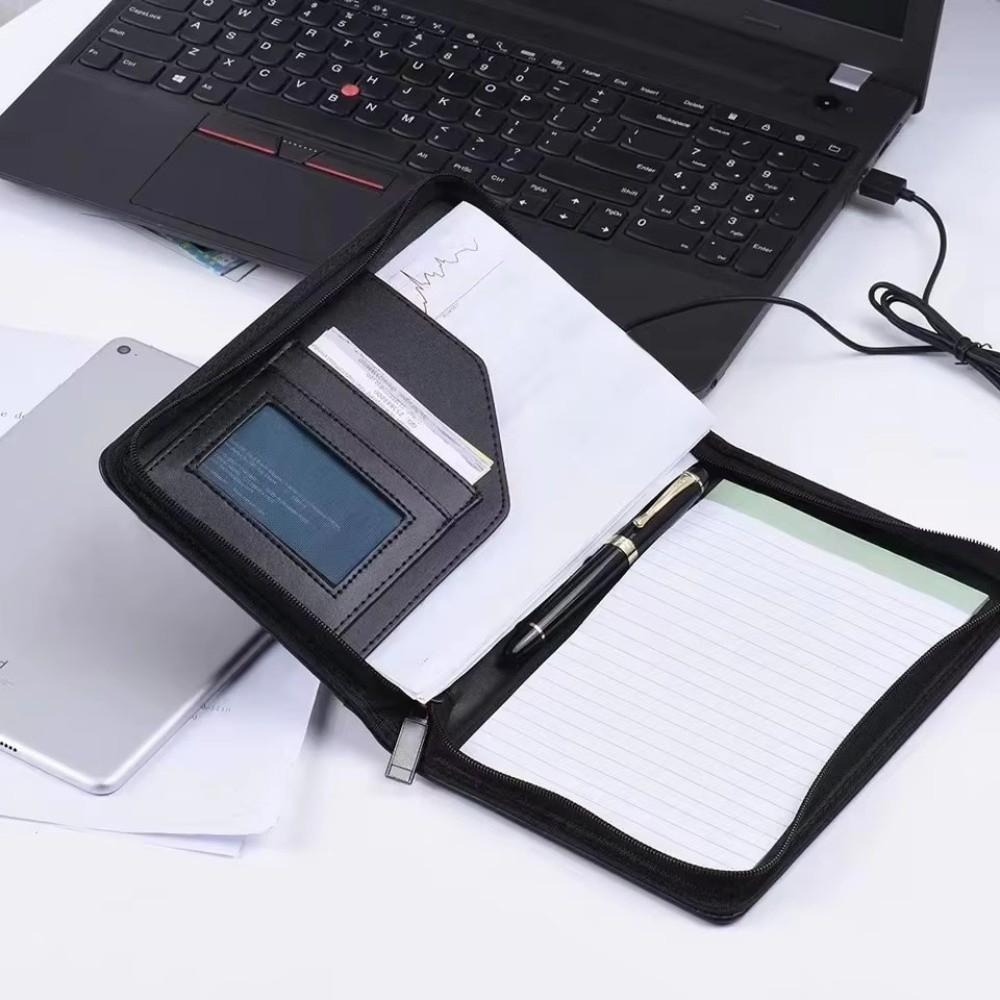 A5 Business Portfolio Zippered Multi-functional Portfolio Folder Memo Note Pad with Business Card Holder Document Case Organizer