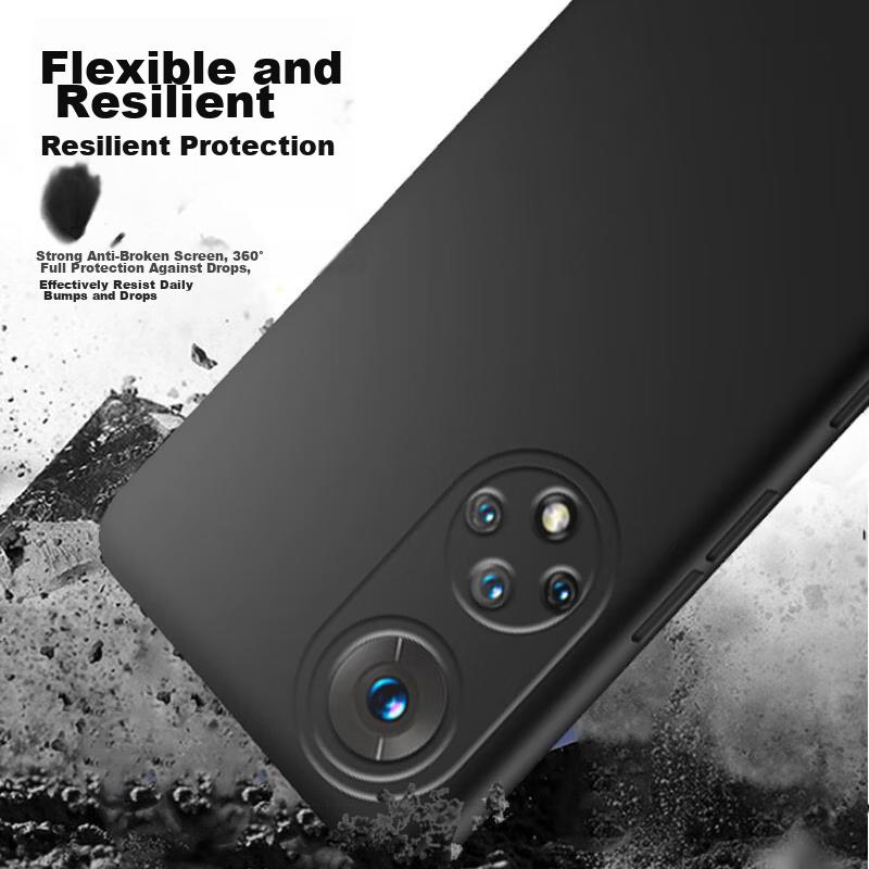 Compatible with Honor 50 Phone Case, Huawei Honor 50 Protective Case with Full Lens Protection, Frosted Soft Cover, Shockproof Outer Case, Black